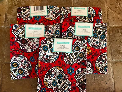 Lot 6 sugar skull red fabric fat quarters  - Image 1 of 4