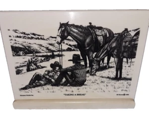 Montana Marble Inchings BJ Brown 1995 "Taking A Break" Cowboys Cavalli Montagne - Foto 1 di 6