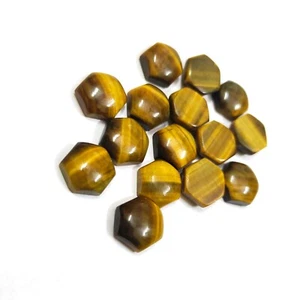 Natural Tiger's Eye Hexagon Shape Flat Back Cabochon AAA Quality Loose Gemstone - Picture 1 of 11
