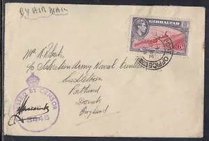 Gibraltar - Aug 1939 zensierter Luftpostbrief nach England - Bild 1 von 1