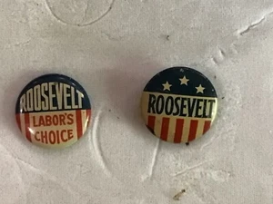 1936 FDR Franklin D Roosevelt Pres Campaign Pinback Buttons "Labor's Choice" - Picture 1 of 4