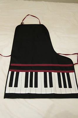 Piano Apron Party Hostess Workshop Cooking Gifts Piano Keys Music 100% Cotton - Image 1 of 3