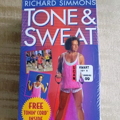 Richard Simmons TONE & SWEAT VHS Tape Workout Free TONIN CORD New Sealed  - Image 1 of 4