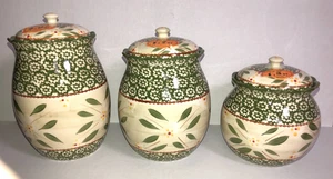 Neu ohne Verpackung Temptations by Tara Old World 3er Set Kanister Set mit Deckel Grün Urlaub - Bild 1 von 10