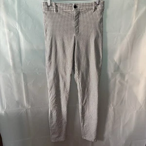 Garage Skinny Stretch Leggings Pants Women’s Large Black White Windowpane Design - Picture 1 of 4