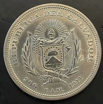 El Salvador un peso 1911 sobre sin circular Foto 1 de 2