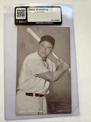 Gene Woodling 1947-66 Exhibit Baseball Certified Authentic Graded MBA VG-EX+ Foto 1 de 4