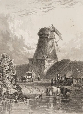 WINKLES (*1801) nach TOMBLESON (*1795), Mühle bei Kempsford, Sst. Romantik - Bild 1 von 4