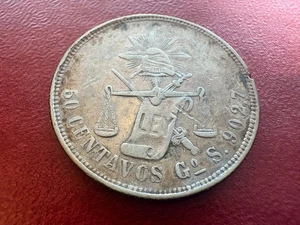 1872 Go Guanajuato Mexico 50 Centavos Silver — Liberty Cap & Scales — XF Detail - Picture 1 of 6