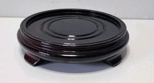 Vintage geschnitzter orientalischer asiatischer Stil Palisander Sockel Vase Standfuß - Bild 1 von 4