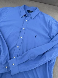 Camisa Ralph Lauren Para Hombres 2XLT Performance Azul Nylon Poliéster Poni Logo Botón - Imagen 1 de 8