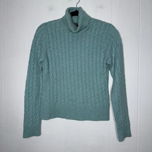 Mariele Waithe Damen 100% Kaschmir Rollkragen Pullover Zopfmuster Blau Gr. M - Bild 1 von 5