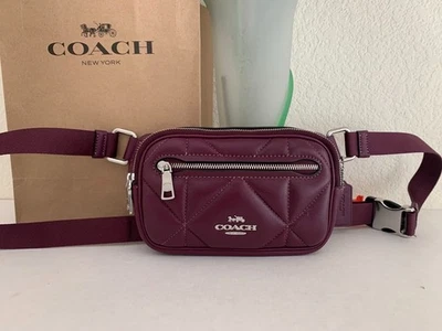 NWT COACH CM278 MINI BELT BAG with Quilted Smooth Leather Deep Berry - Image 1 of 4