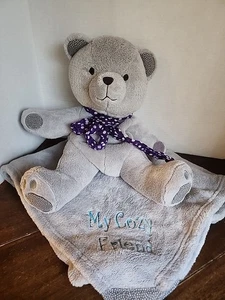 thirty one BEAR Security Blanket Plush Lovey Gray 30" x 30" Polka Dot - Picture 1 of 9