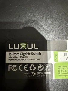 Luxul AGS-1016 AV Series 16-Port Gigabit Rack Mount Switch Tested Works Black - Picture 1 of 8