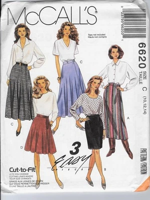 Vintage McCalls Pattern 6620 Wrap Skirts 4 Views Fit Flare Sizes 10 12 14 UNCUT - Image 1 of 2