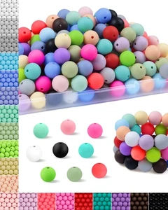 120PCS FIVEIZERO 14mm Silicone Beads, 20 Colors Focal Beads Rubber Round Beads - Picture 1 of 6