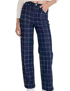 Madewell Wide Leg Jeans 24 The Perfect Vintage Windowpane Retro 70s Hipster Boho - Picture 1 of 20