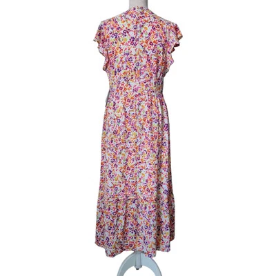 Vestido midi manga acampanada JULIA JORDAN talla 8 botones delanteros rojo-multi para mujer nuevo con etiquetas Foto 1 de 4