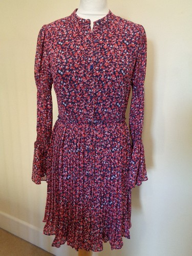 MICHAEL KORS NUOVISSIMO ABITO MULTICOLORE DITSY FLOREALE CON GONNA PLISSETTATA XS