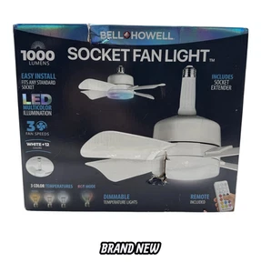 15.7 in. Indoor White Ceiling Fan with Remote, RGB CCT LED Light, Socket - Picture 1 of 8