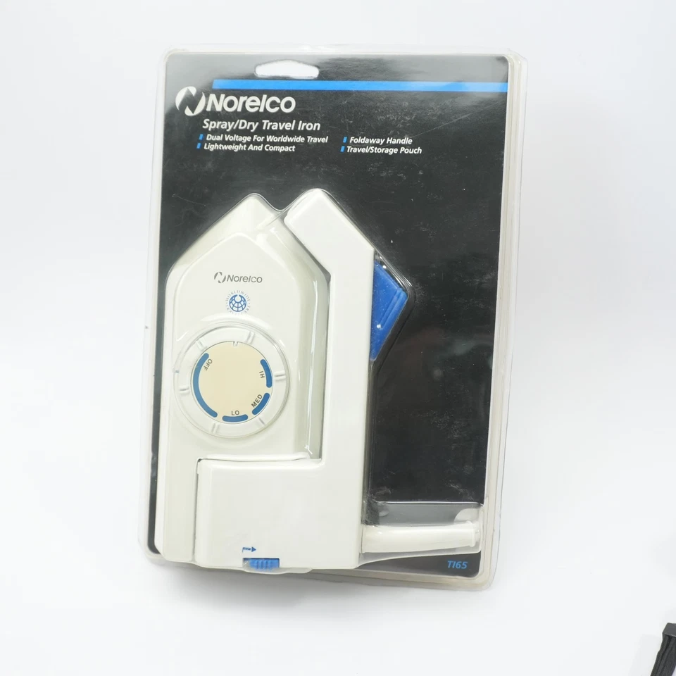 Vintage 1991 Norelco Spray Dry Worldwide Folding Travel Iron Ti65 Dual Voltage