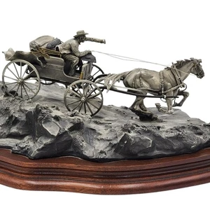 Scultura in peltro Chilmark Il Dottore Michael Boyett 1985 rara Western Americana - Foto 1 di 24