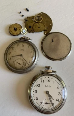 Vintage Westclox  Pocket Ben Non Working & Bullseye Pocket Watch Runs Need Fixin - Image 1 of 4