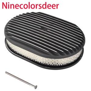 Limpiador de aire de aluminio ovalado con aletas totalmente aletas para 5-1/8"" carbohidratos Holley negro - Imagen 1 de 9