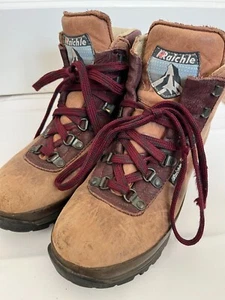 Vintage Raichle Hiking Mountaineering Leather Lace Up Ankle Boot Women's Sz 8 M - Picture 1 of 5