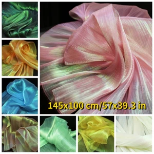 Organza Mesh Holographic Pleated Fabric Lace Frill for Stage Costume Shiny - Picture 1 of 21