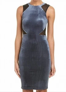 NEW FRENCH CONNECTION $148 Womens New Black Blue Mesh Body Con Dress 12 NWT XL - Picture 1 of 3