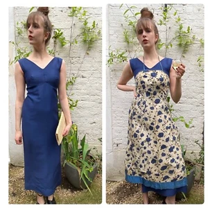 Early 1960s Evening Dress With Separate Apron And Clutch Bag - Picture 1 of 13