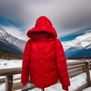 BCBGeneration Jacket Women's XL Red Long Sleeve Full Zip Removable Hood Puffer - Picture 1 of 16