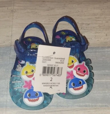 NWT Baby Shark Blue Jelly Sandals Shoes Size 2 Baby Toddler Girl's Pinkfong NEW - Image 1 of 3