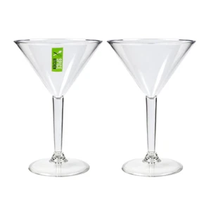 10 x 230ml Plain Martini Glass Clear Acrylic Wine Cocktail Drinking Cups - Picture 1 of 1