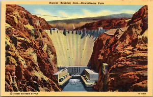 Vtg 1930s Hoover Boulder Dam Downstream Face Black Canyon Nevada NV Postcard - Picture 1 of 2