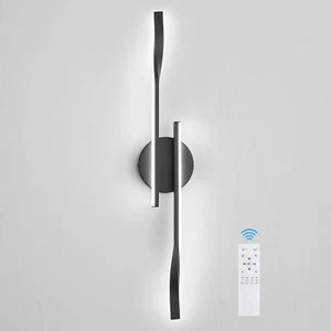 Modern LED Wall Sconces with Remote Control, 15W Black LED Wall Lamp Hardwired W - Picture 1 of 8