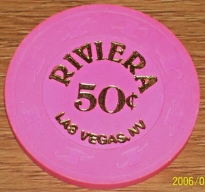 .50 14TH EDT LARGE PRINT FRACTIONAL CHIP FROM THE RIVIERA CASINO LAS VEGAS - Picture 1 of 2