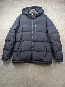 Chaps Jacket Womens Large Blue Quilted Puffer Hooded Full Zip Winter Outdoors - Picture 1 of 15