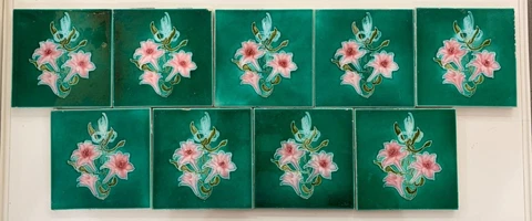 Tile England Antique Vintage Rare 6x6 Inch Majolica Collectible ceramic 9 pcs Cover