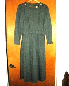 STUART ALAN DRESS GRAY 14 W SILVER BUTTONS PULL OVER ZIP BELOW KNEE USA 1980'S - Picture 1 of 5