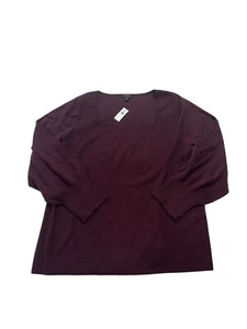 Talbots Women Plus Size 3X Purple Merino Wool Pullover Sweater Square Neck NWT - Picture 1 of 8