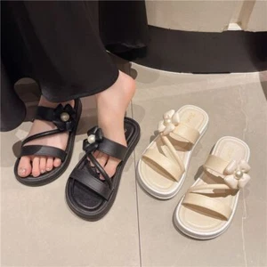Anti Slip Flip Flops PVC Slippers for Women Soft Flower Flats Slippers Home GB - Picture 1 of 14