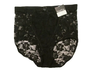 Biatta Intimates LACE Panty Brief HIGH Rise Nylon Black Lace wCotton Crotch L/7 - Picture 1 of 9