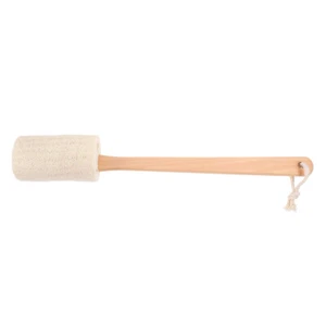 Loofah Stick Bath Brush Wooden Handle Gentle Exfoliating Skin Cleaner - Picture 1 of 12
