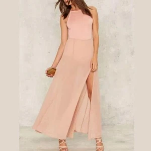 Maxi Falda Algodón Caramelo LA M Rosa Polvoriento Gasa Transparente Cintura Alta A-line - Imagen 1 de 8