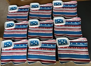 Set Of 9, Melamine Chip & Dip Plates, July 4 Theme. UnBreakable. New With Tags. - Picture 1 of 12