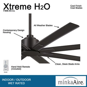 Minka Aire F896-65-CL Xtreme H2O 65" Outdoor Coal Black Ceiling Fan with Remote - Picture 1 of 8