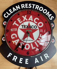 Vtg Texaco Oil Gas Pump Advertising Pam Clock Eco Free Air Meter Restrooms Sign